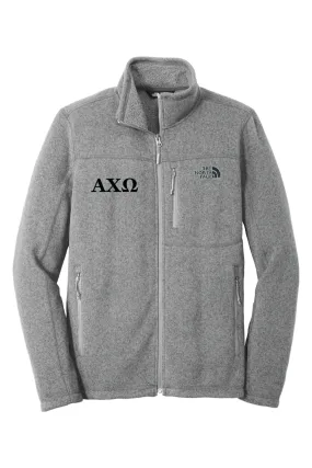 Alpha Chi Omega - North Face Sweater Fleece Jacket - Black Embroidered Letters