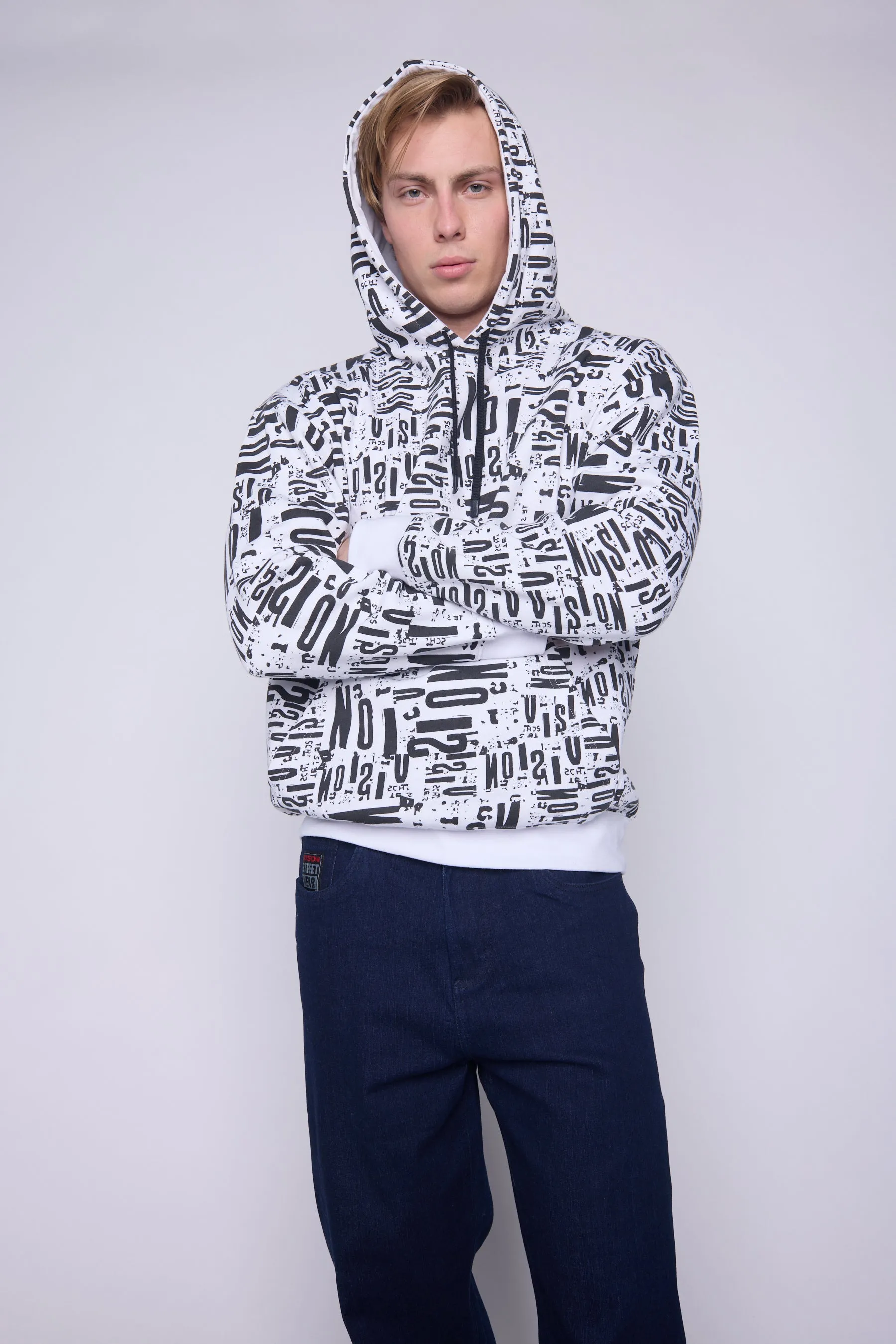 Aop Newspaper Hoodie - Ivory