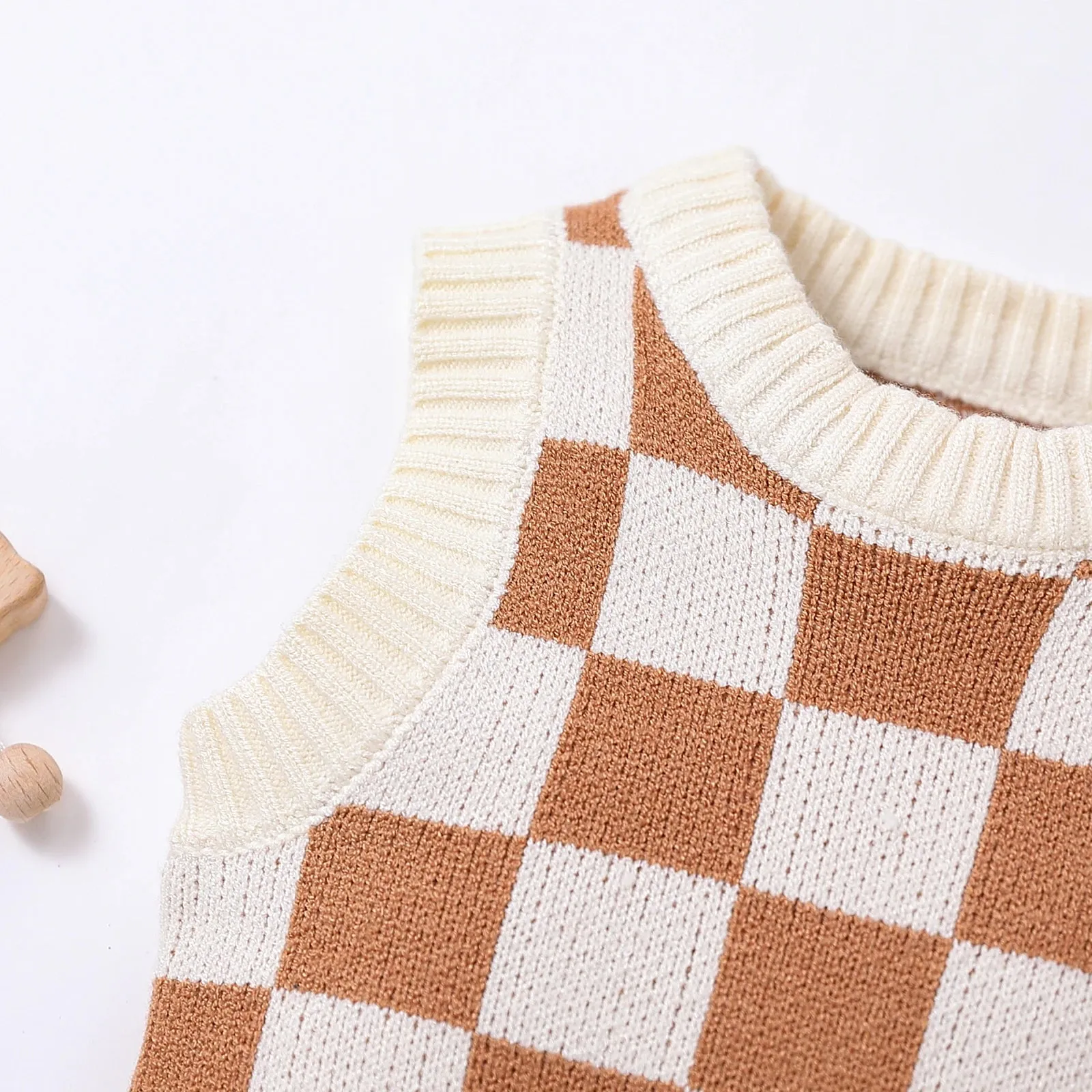 Baby Layette - Sweater Knit Checkerboard Sweater Vest Outfit