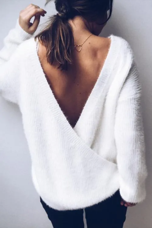 Backless Long Sleeve Sweater