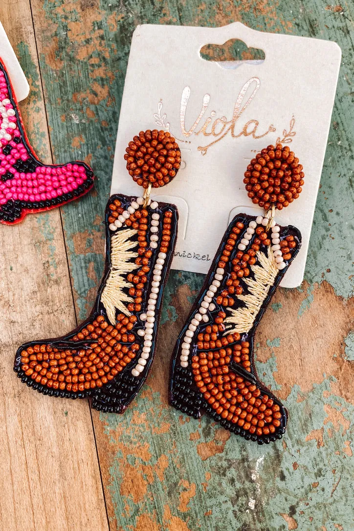 Beaded Cowboy Boot Earring | 2 COLORS