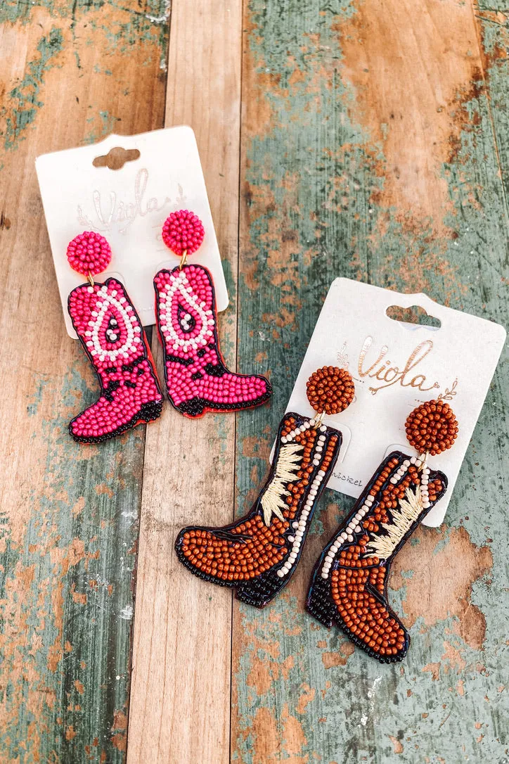 Beaded Cowboy Boot Earring | 2 COLORS