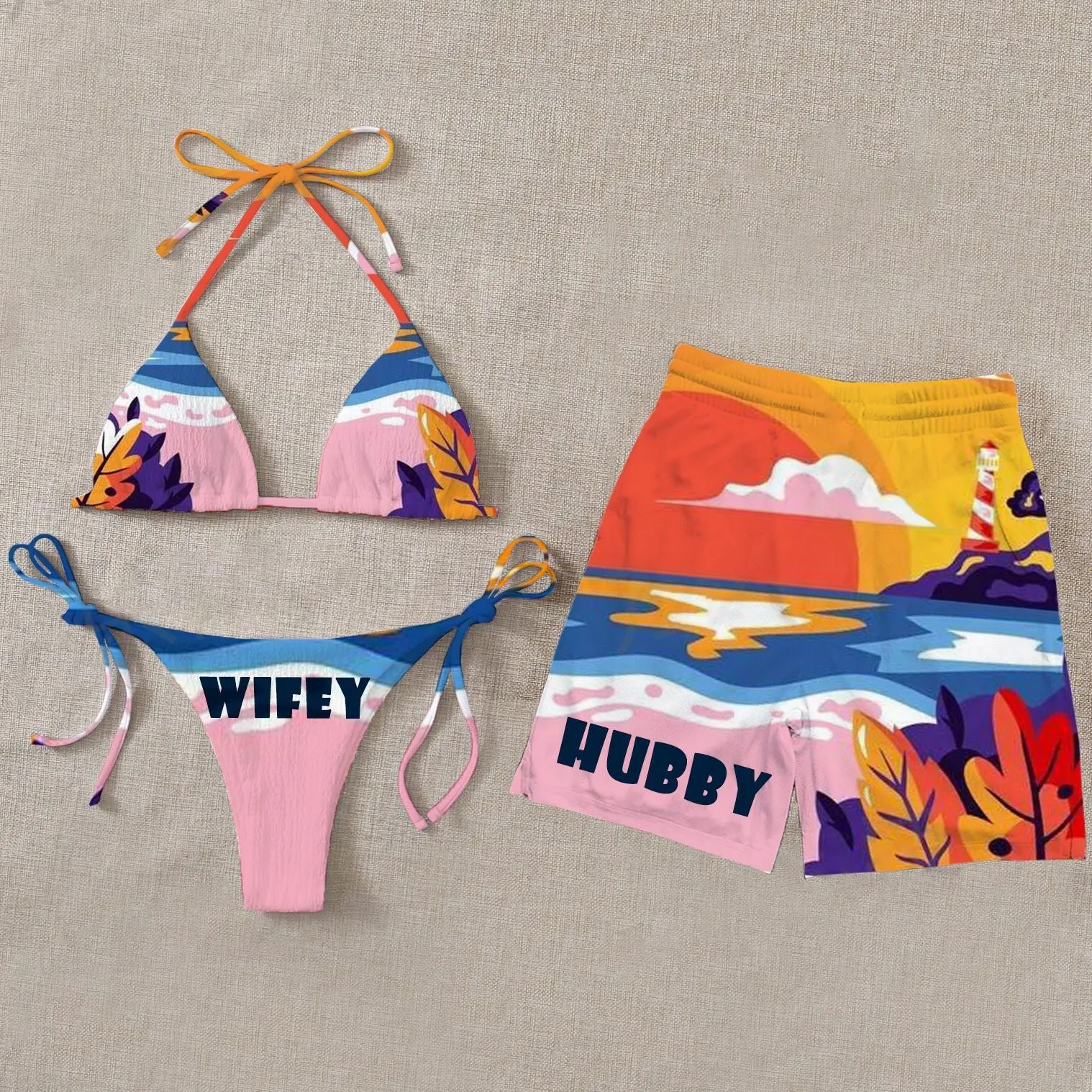 Bikini Print Split Men's Swimwear (AY1251)