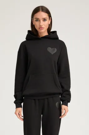 Black Glossy Heart Hoodie