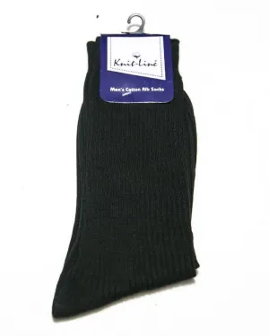 Black Men's Cotton Rib Socks - KL-20