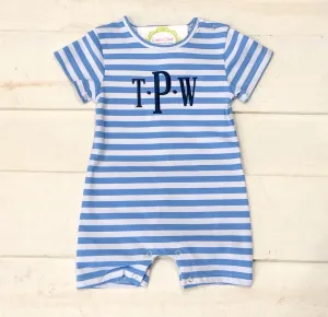 Blue Stripe Knit Shortall