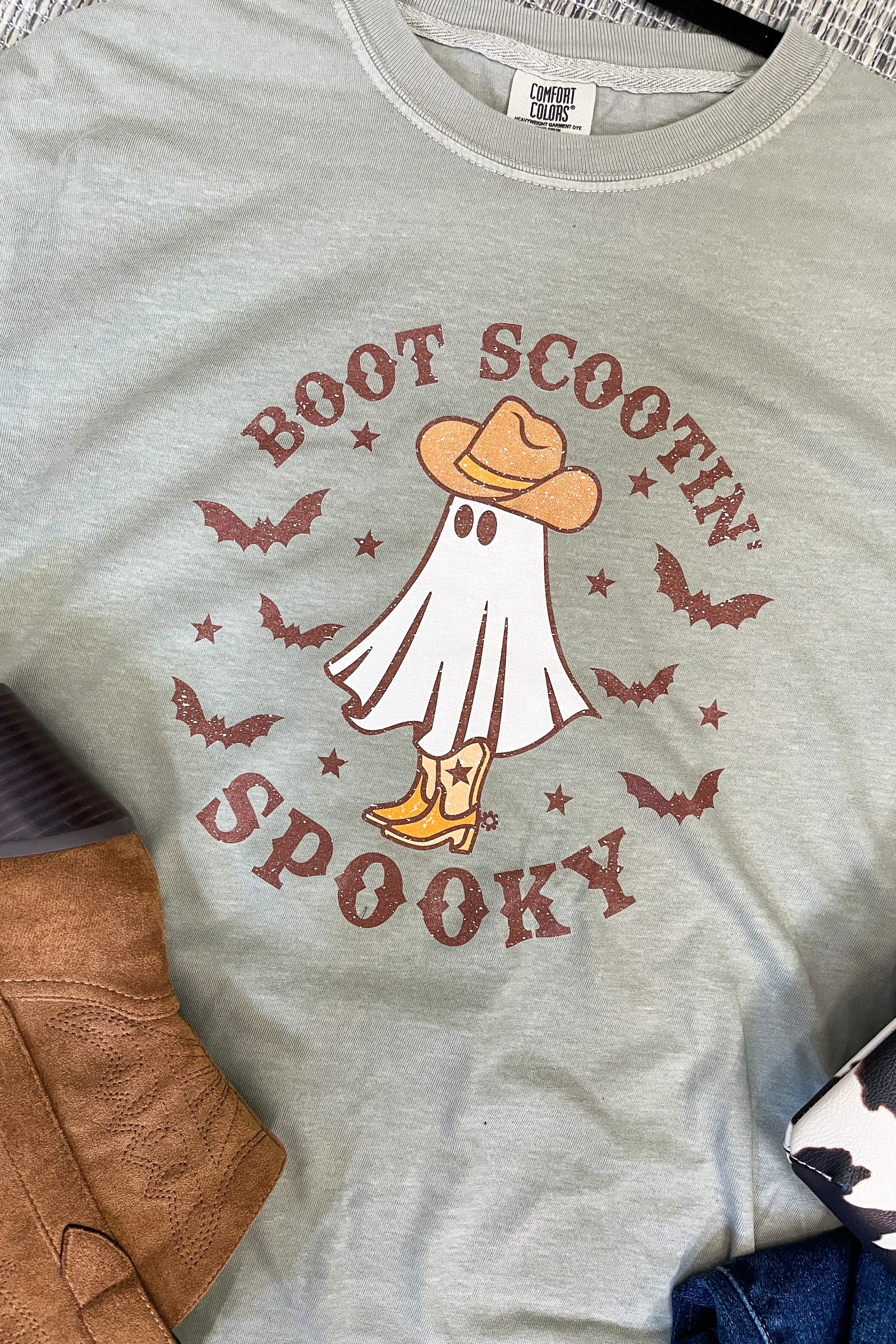 Boot Scootin Spooky Graphic Tee, Sandstone