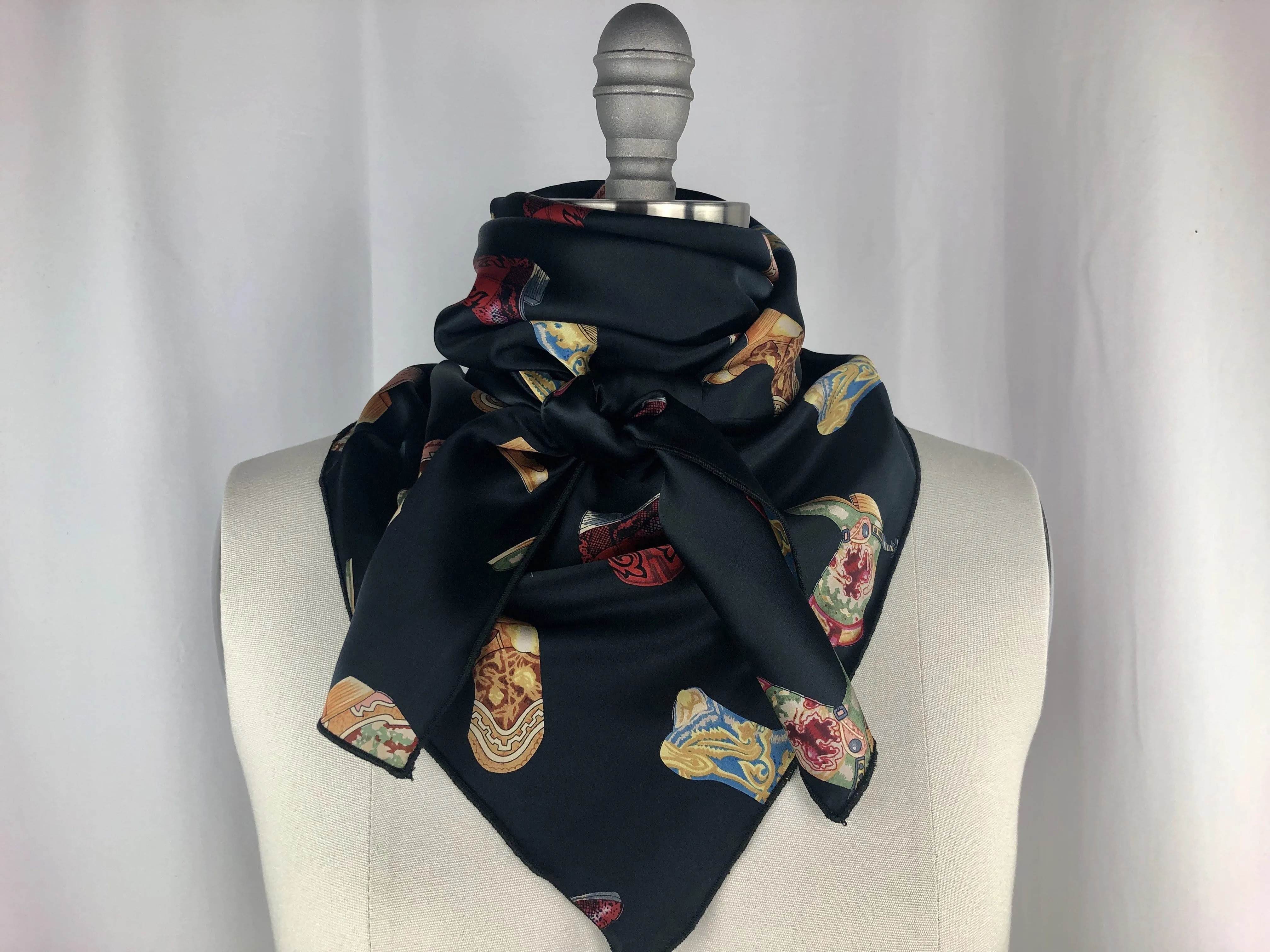 CR Boot Scootin Black Silk Scarf