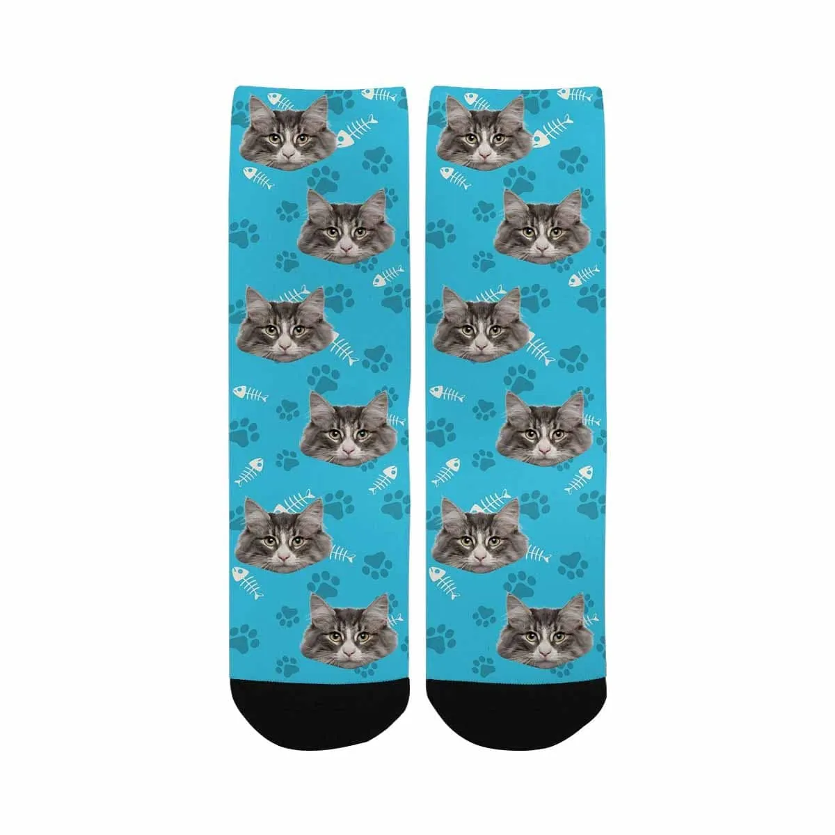 Custom Cat Face Socks Funny Printed Photo Pet Socks Personalized Picture Footprint Kid's Socks