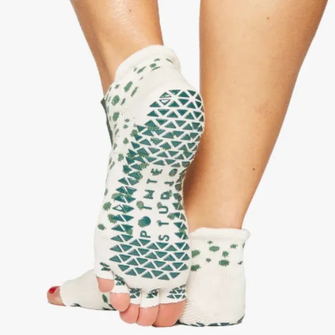 Dots Toeless Grip Sock - Dark Green