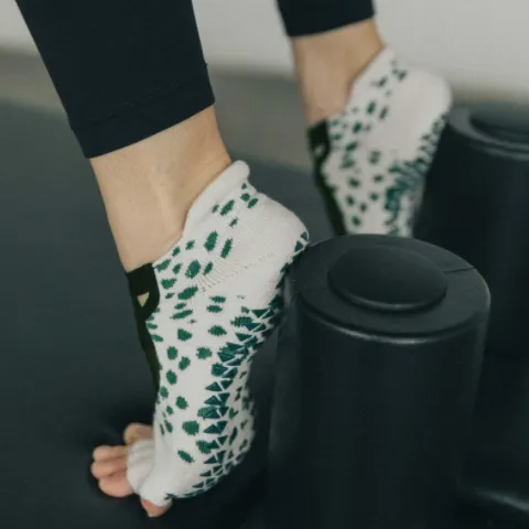 Dots Toeless Grip Sock - Dark Green