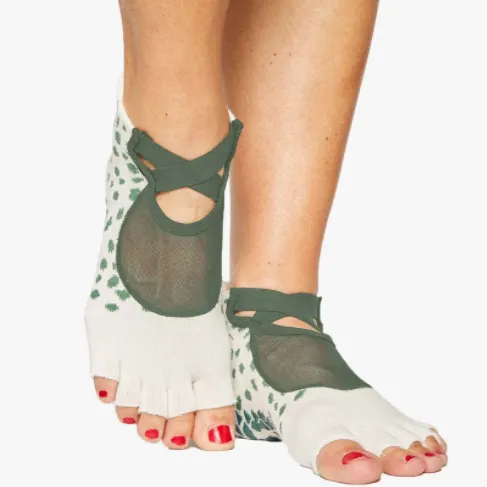 Dots Toeless Grip Sock - Dark Green