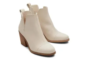 Everly Beige Leather Cutout Heeled Boot