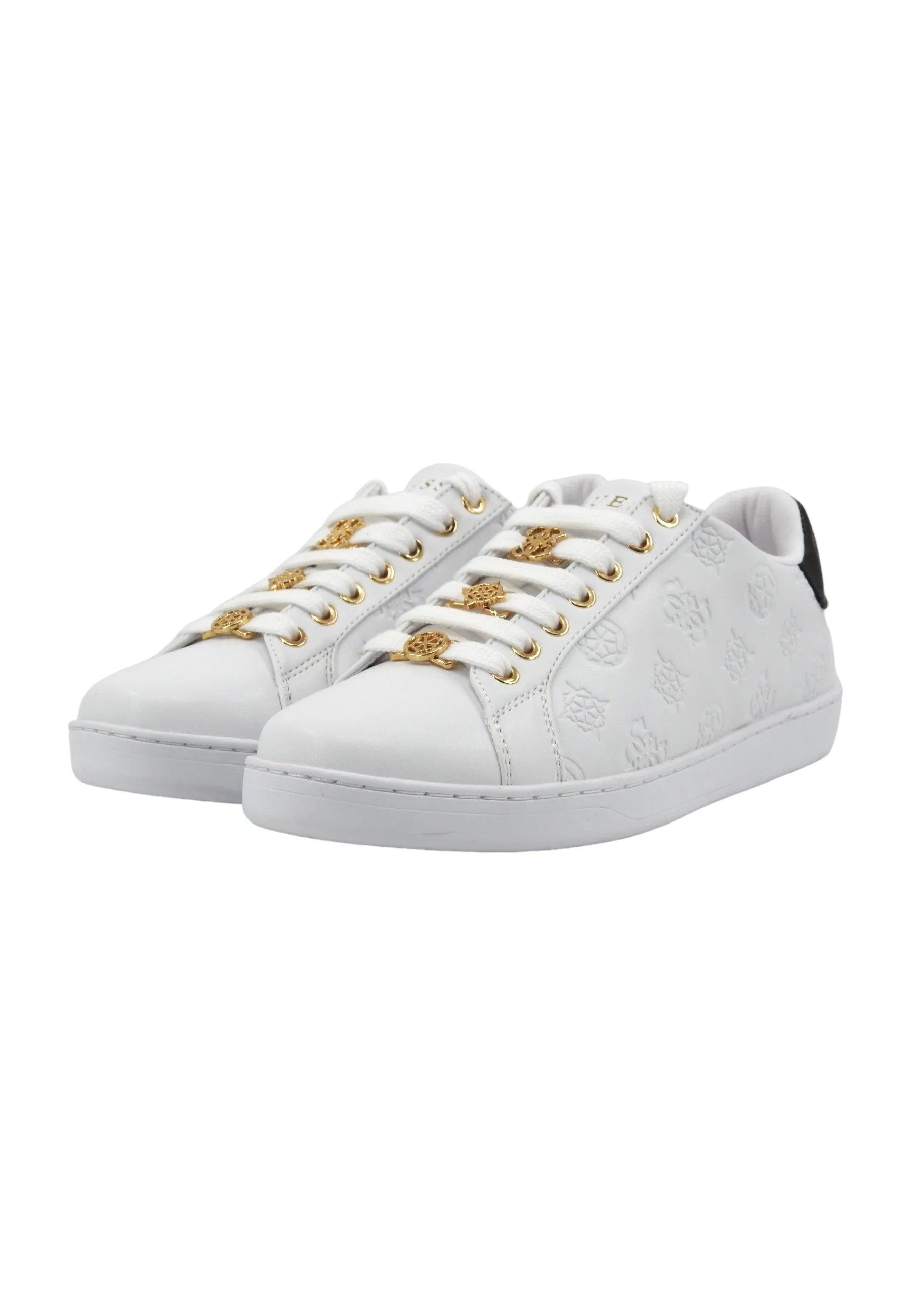 GUESS Sneaker Donna White Brown FLJROSELE12