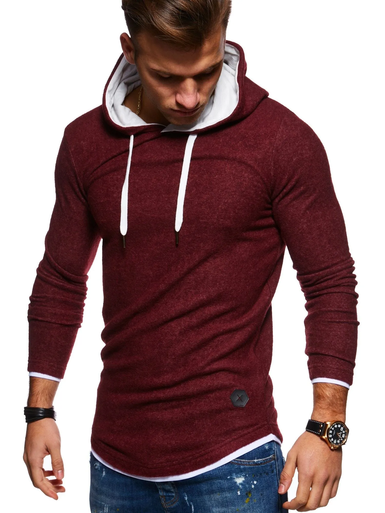 Hoodie Longline Weinrot 7426