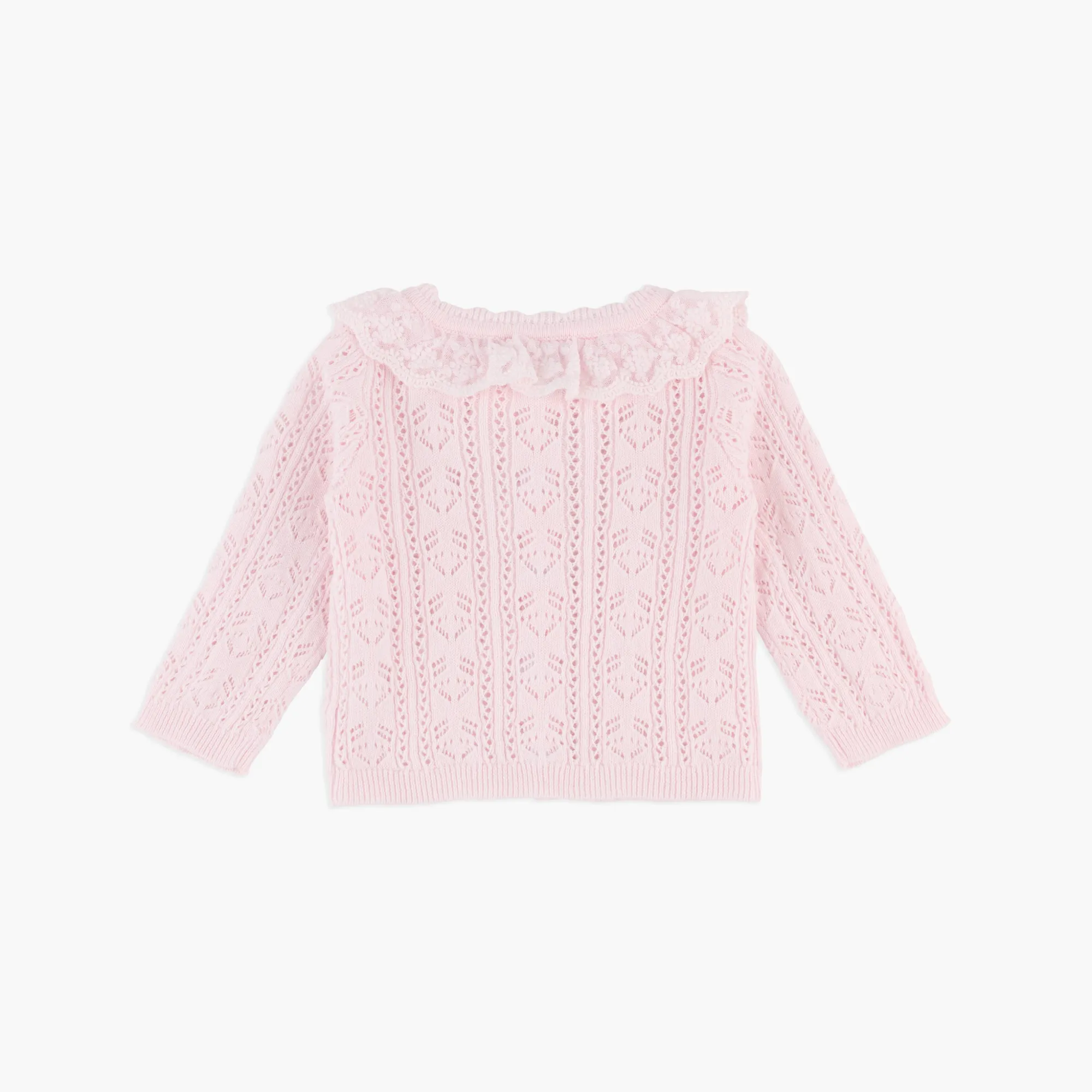 Pink Pointelle Sweater Cardigan