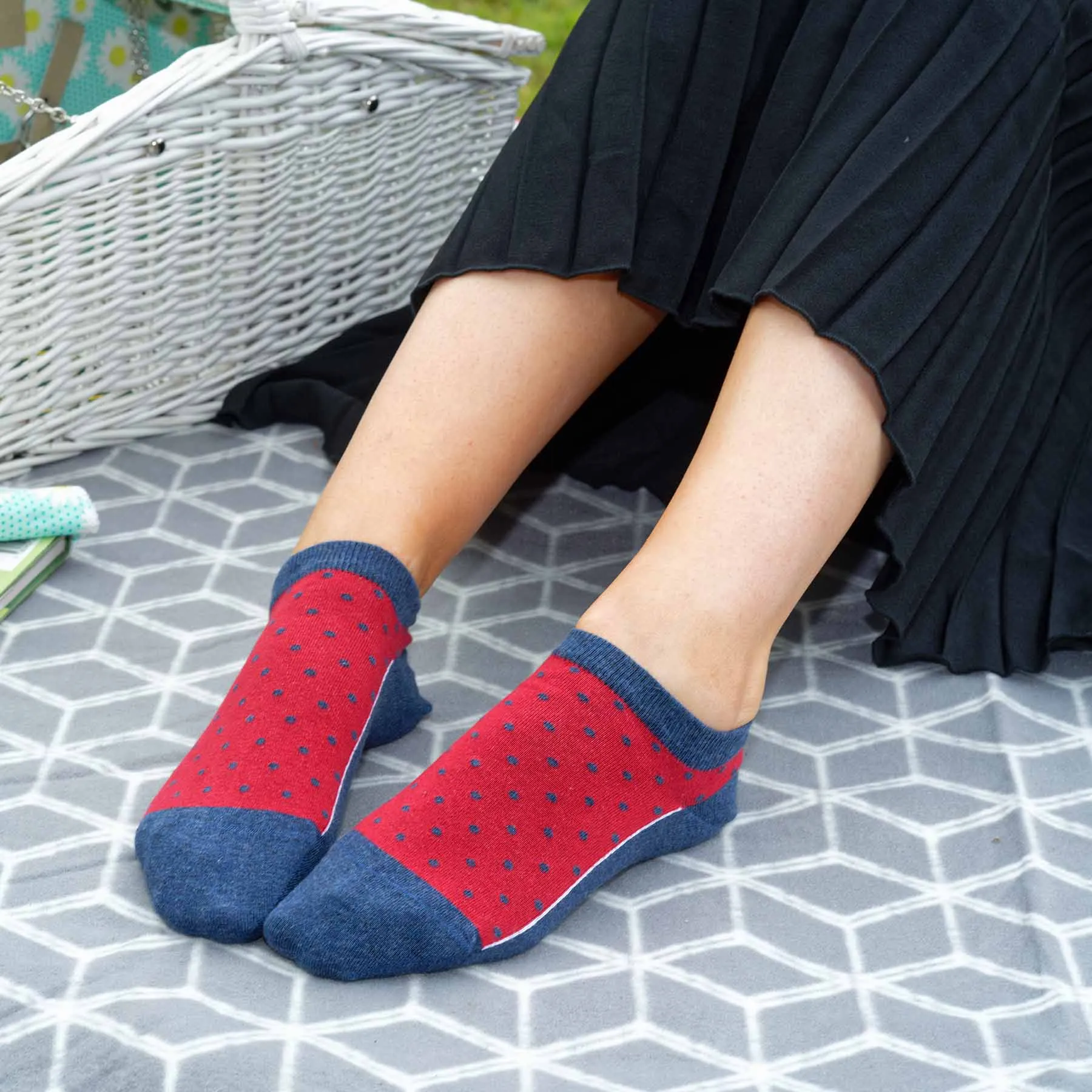 Polka Women's Organic Trainer Socks - Denim