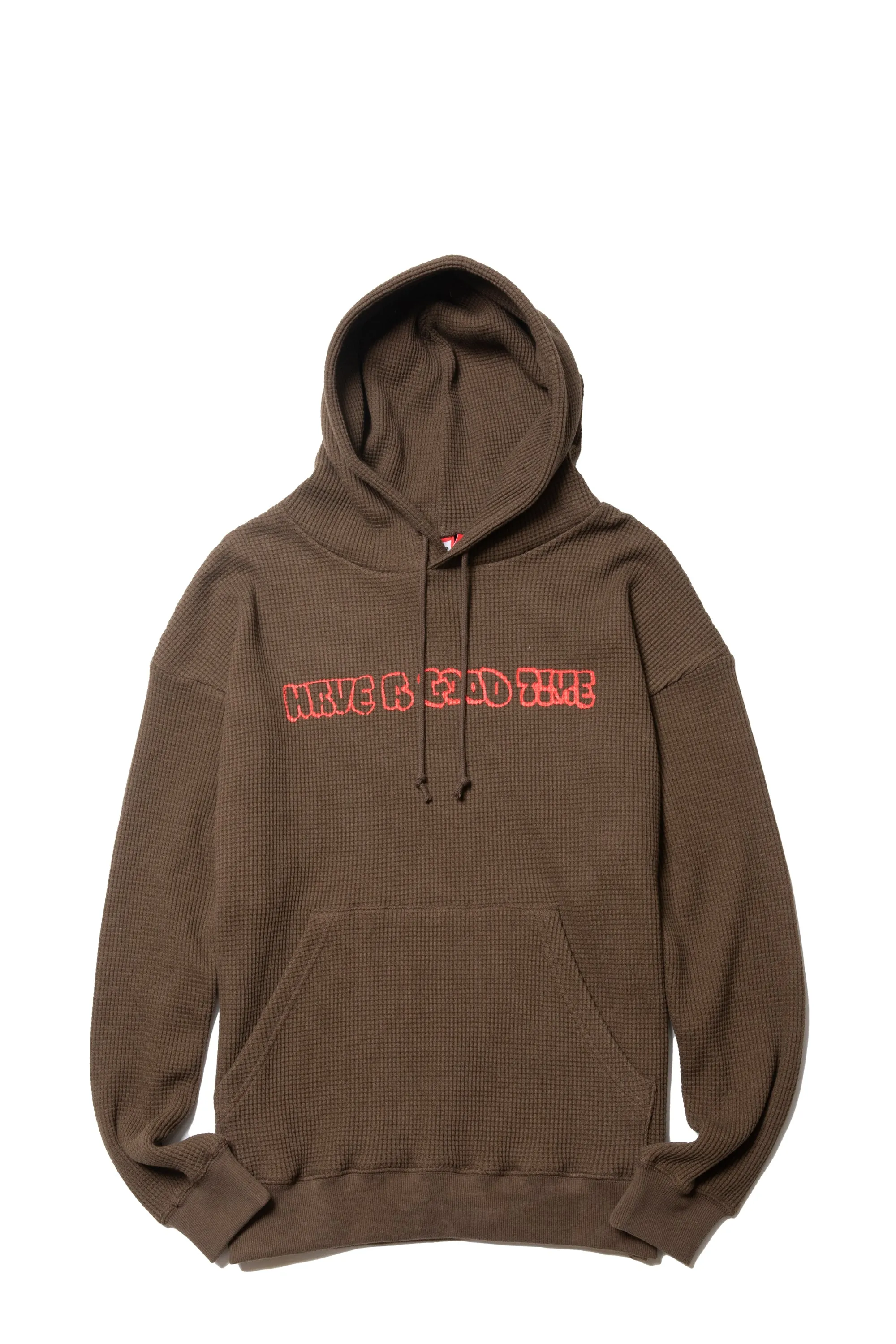 RAKUGAKI LOGO WAFFLE HOODIE BROWN