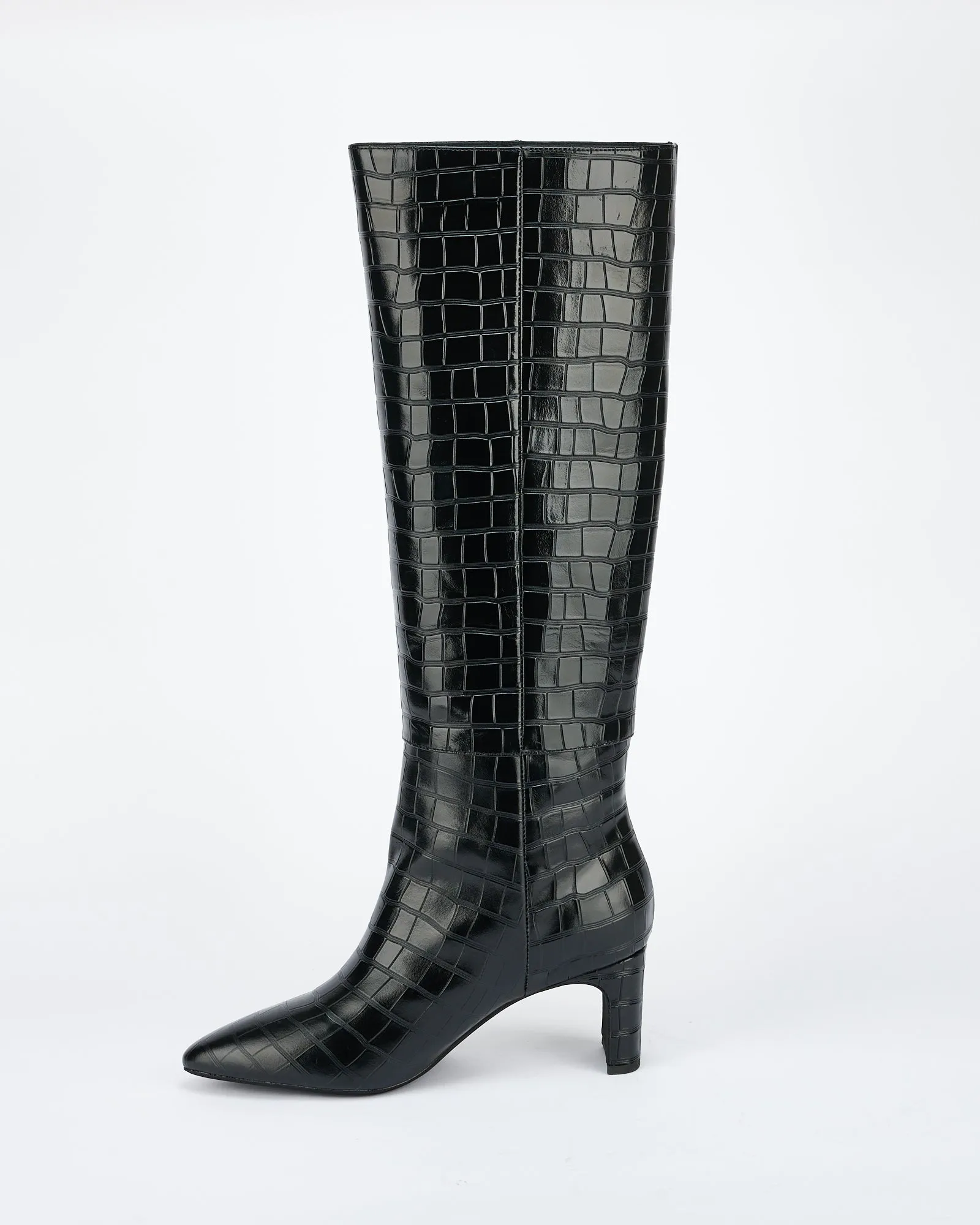 Sinna Knee High Boot Black Croc