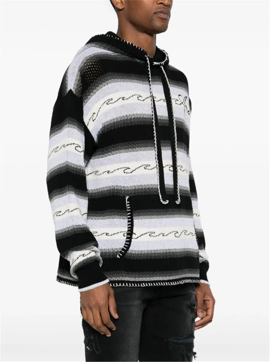 STRIPED KNITTED HOODIE