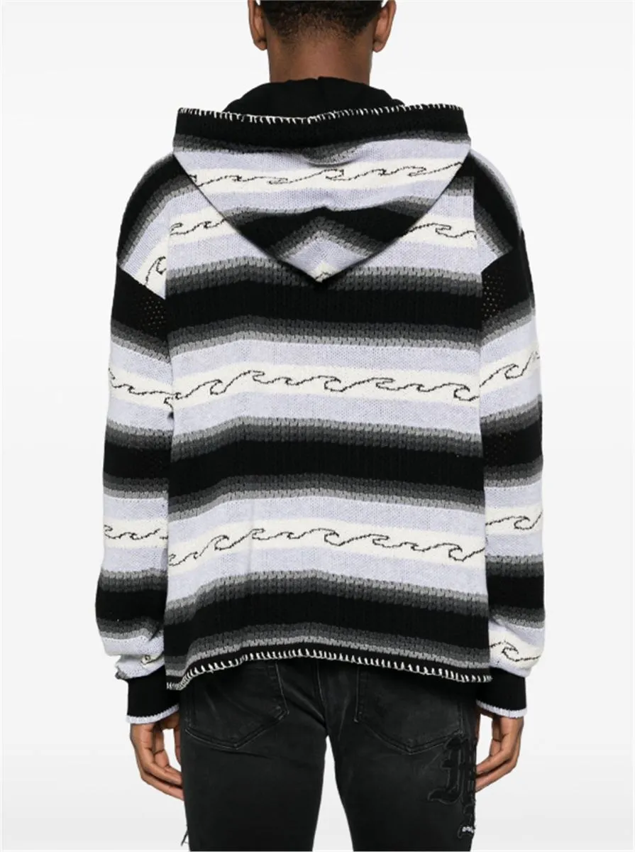 STRIPED KNITTED HOODIE