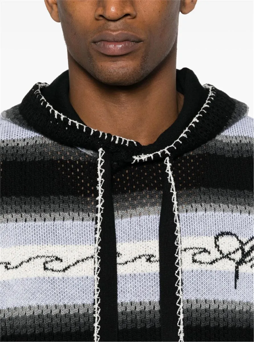 STRIPED KNITTED HOODIE