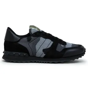 Valentino Rockrunner Camouflage Black Mesh Sneaker